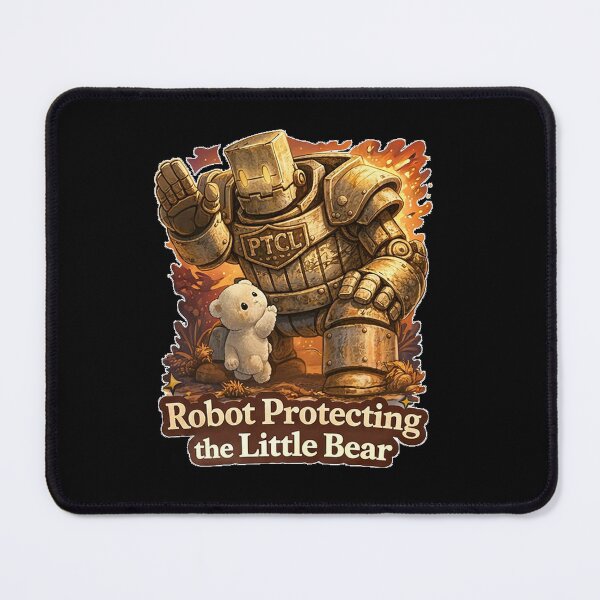 Item preview, Robot Protecting the Little Bear – Cute Fantasy Robot Illustration designed and sold by bubuandfriends.
