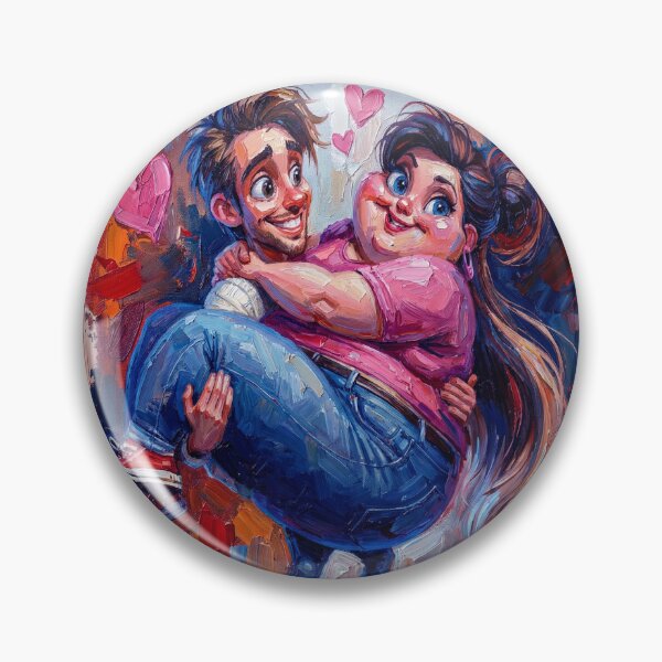 Item preview, Whimsical Colorful Canvas Art of a Smiling Curvy Woman Holding a Man in Love designed and sold by ARTCREATESHOP.
