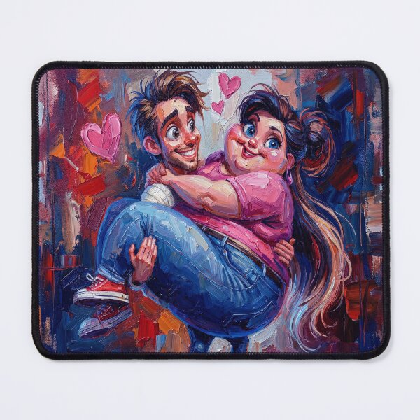 Item preview, Whimsical Colorful Canvas Art of a Smiling Curvy Woman Holding a Man in Love designed and sold by ARTCREATESHOP.