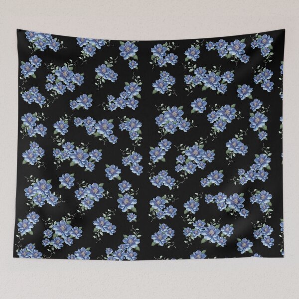 Item preview, Little blue clematis flowers designed and sold by uunaa.