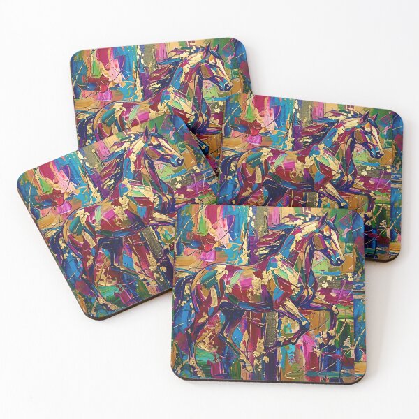 Item preview, Golden Spirit Horse – Abstract Colorful Stallion designed and sold by JuandiArt7.