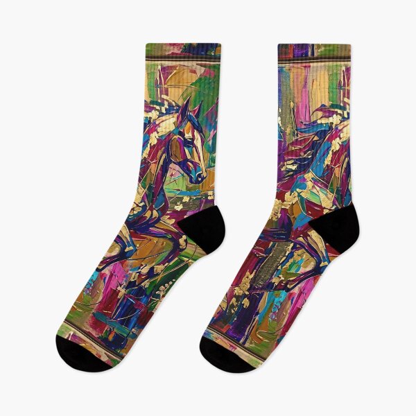 Item preview, Golden Spirit Horse – Abstract Colorful Stallion designed and sold by JuandiArt7.