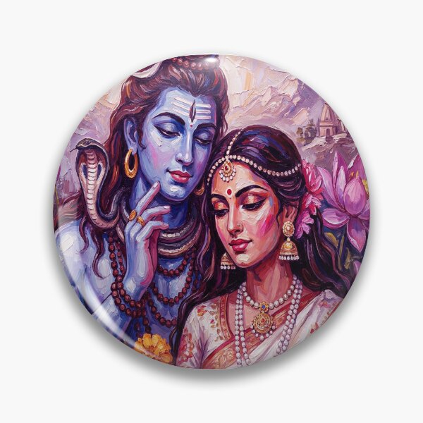 Item preview, Majestic Lord Shiva and Parvati in the Himalayas Floral Canvas Wall Art for Indian Decor designed and sold by ARTCREATESHOP.