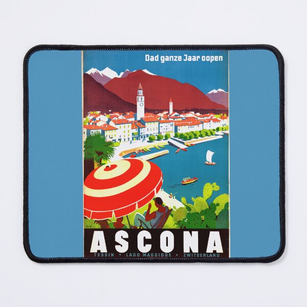 Item preview, Vintage Ascona Travel Poster | Mid-Century Art Print | Ticino Switzerland Wall Decor | Retro Lago Maggiore Tourism | Colorful Scenic designed and sold by artofuniverse.