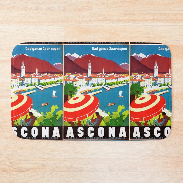 Item preview, Vintage Ascona Travel Poster | Mid-Century Art Print | Ticino Switzerland Wall Decor | Retro Lago Maggiore Tourism | Colorful Scenic designed and sold by artofuniverse.