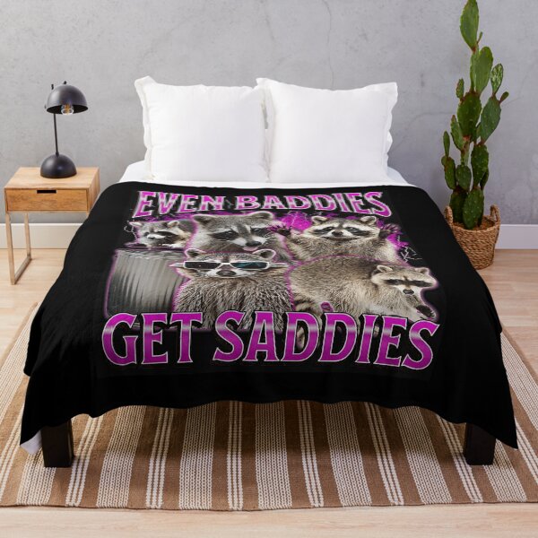 Item preview, Even Baddies Get Saddies Funny Raccoon Meme designed and sold by tadmercado.