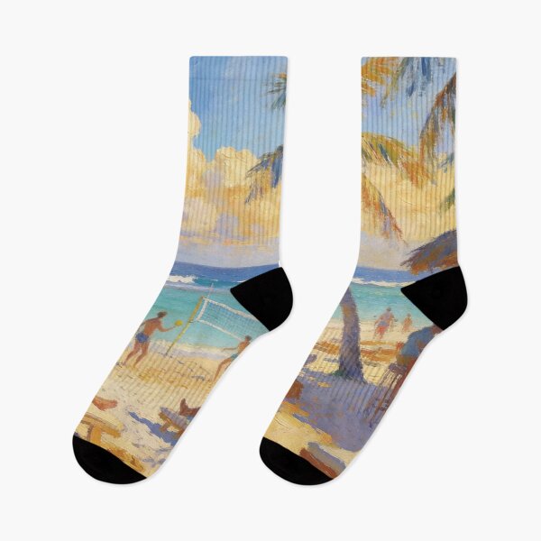 Item preview, Joyful Summer Beach Scene, Impressionist Coastal Landscape with Relaxing Crowd designed and sold by BlareBlare.