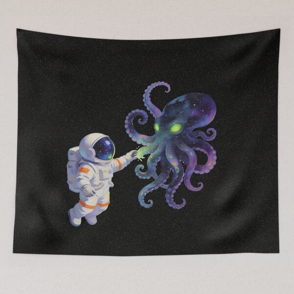 Item preview, Cute Astronaut and Cosmic Octopus – Whimsical Galaxy Space Creature Illustration designed and sold by cr6zym1nd.