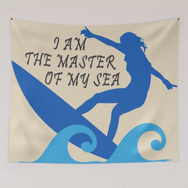 Item preview, I Am the Master of My Sea – Surfer Quote Ocean Wave Surfing Design designed and sold by Dimu Co..