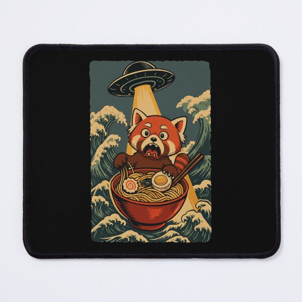 Item preview, UFO Abducting Ramen Red Panda Funny Noodle Design designed and sold by JEFDodsonArt.