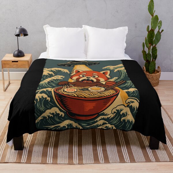 Item preview, UFO Abducting Ramen Red Panda Funny Noodle Design designed and sold by JEFDodsonArt.