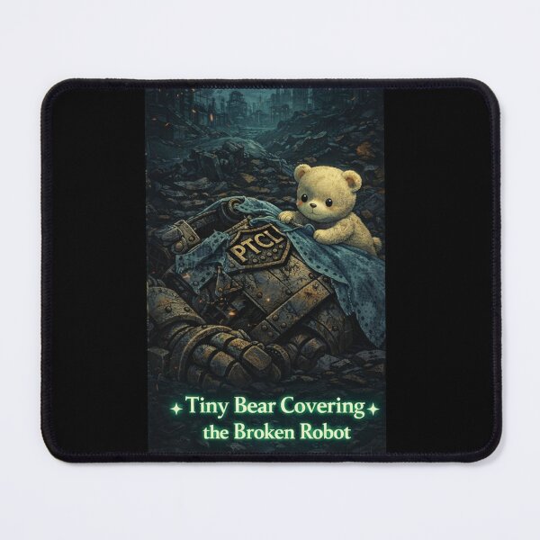 Item preview, Tiny Bear Covering the Broken Robot – A Quiet Moment of Care designed and sold by bubuandfriends.