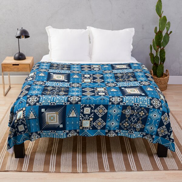 Item preview, Royal Blue Gold Ethnic Geometric Tile designed and sold by podprapa.