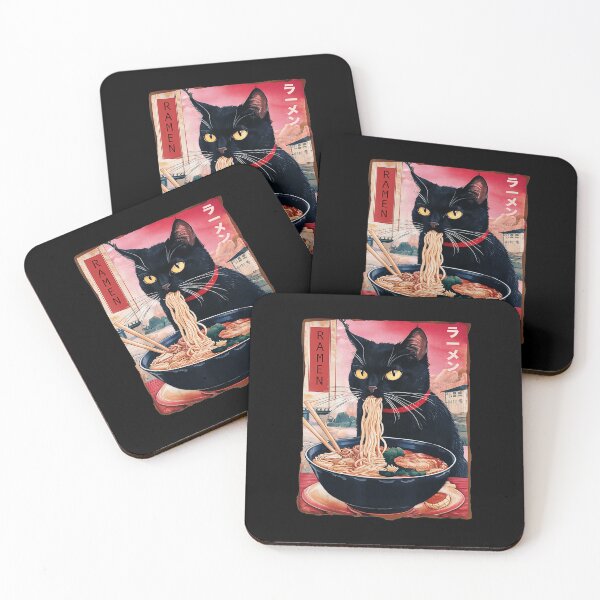Item preview, Black Cat Slurping Ramen Japanese Style Noodle  designed and sold by titanlevi.