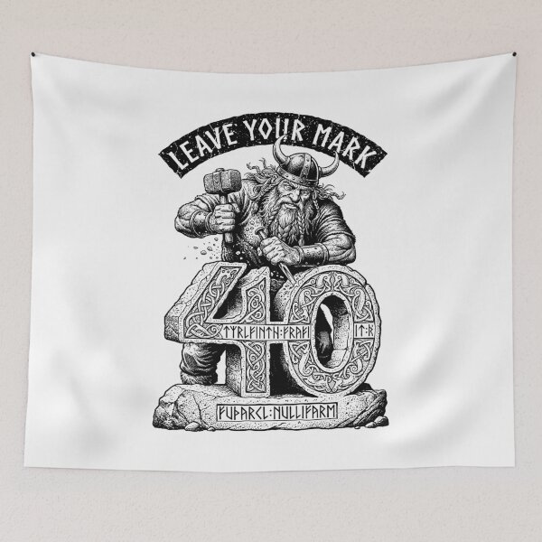 Item preview, 40th Birthday Viking Old Man Runestone Funny Norse Warrior designed and sold by GrandeDuc.