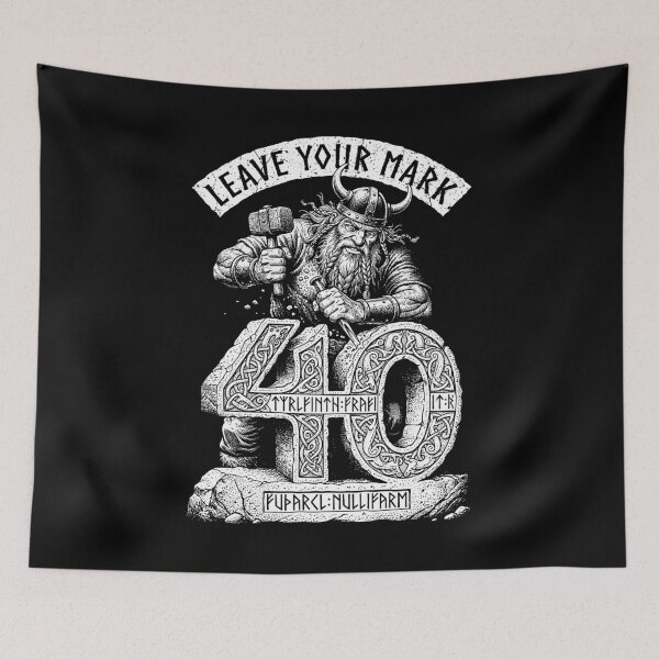 Item preview, 40th Birthday Viking Old Man Runestone Funny Norse Warrior designed and sold by GrandeDuc.