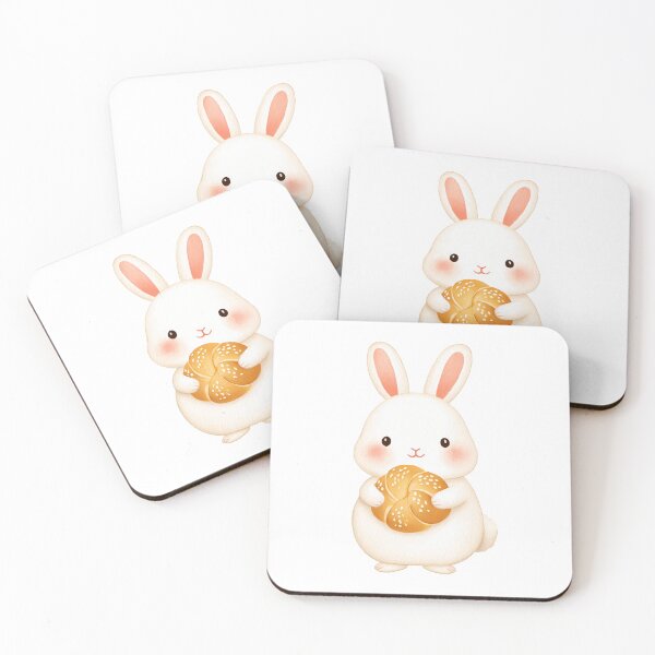 Item preview, Kawaii Bunny Holding a Kanelbullar Swedish Cinnamon Bun designed and sold by BobaBunny76.