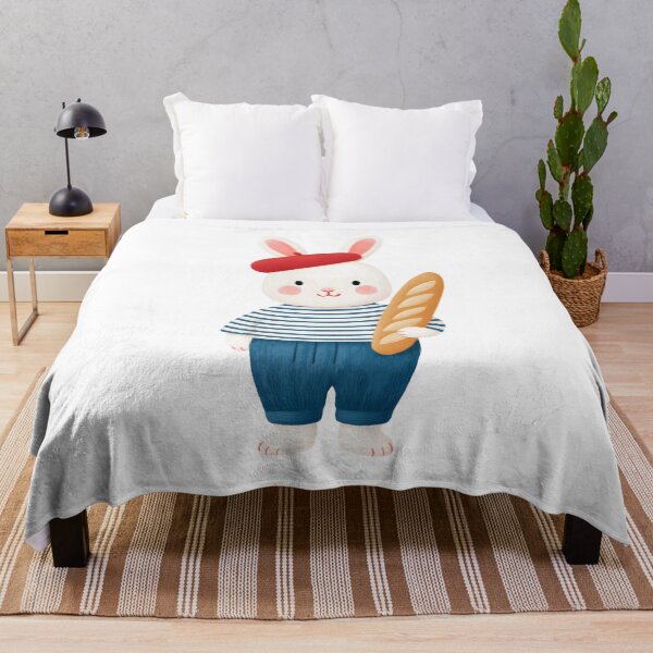 Item preview, Kawaii French Bunny with Baguette Cute Paris Style Illustration designed and sold by BobaBunny76.