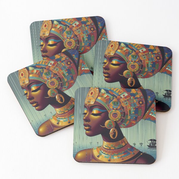Item preview, Afrofuturist Queen – Vibrant African Sci-Fi Portrait Art designed and sold by DiamondSkyShirt.