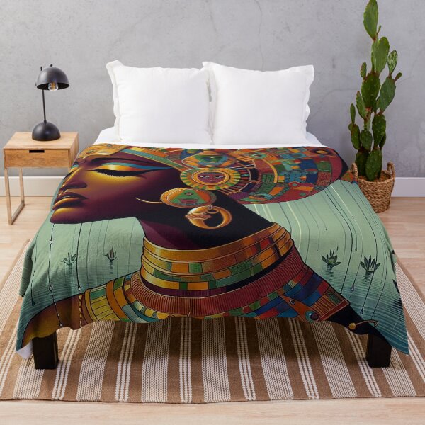 Item preview, Afrofuturist Queen – Vibrant African Sci-Fi Portrait Art designed and sold by DiamondSkyShirt.
