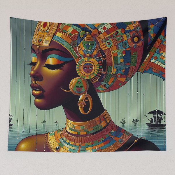 Item preview, Afrofuturist Queen – Vibrant African Sci-Fi Portrait Art designed and sold by DiamondSkyShirt.