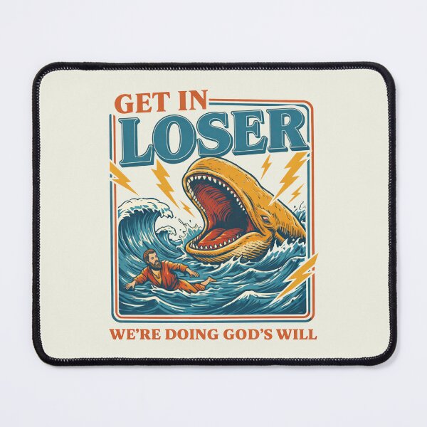Item preview, Get In Loser Were Doing Gods Will, Retro Jonah and the Whale, Christian Humor, Vintage Faith, Funny Bible Verse designed and sold by Naviiraart.