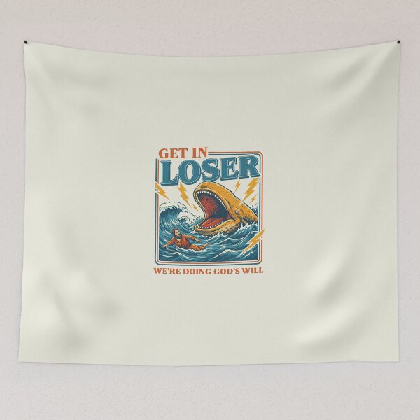 Item preview, Get In Loser Were Doing Gods Will, Retro Jonah and the Whale, Christian Humor, Vintage Faith, Funny Bible Verse designed and sold by Naviiraart.