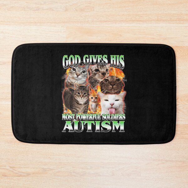 Item preview, God Gives His Most Powerful Soldiers Autism Funny Cat Meme designed and sold by tadmercado.