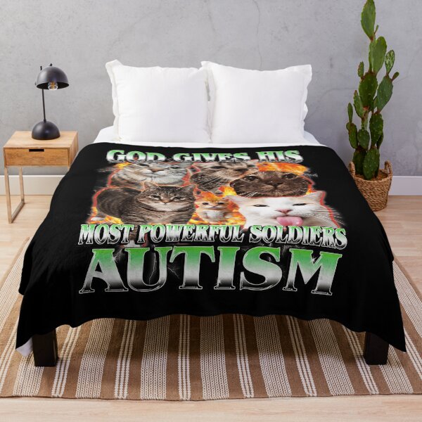 Item preview, God Gives His Most Powerful Soldiers Autism Funny Cat Meme designed and sold by tadmercado.