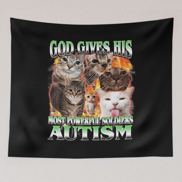 Item preview, God Gives His Most Powerful Soldiers Autism Funny Cat Meme designed and sold by tadmercado.