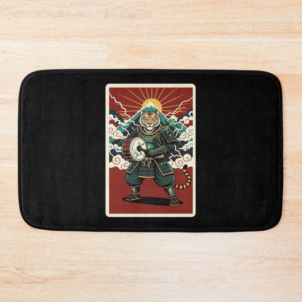 Item preview, Samurai Tiger Japanese Warrior Drum Illustration designed and sold by JordynLadukeg65.