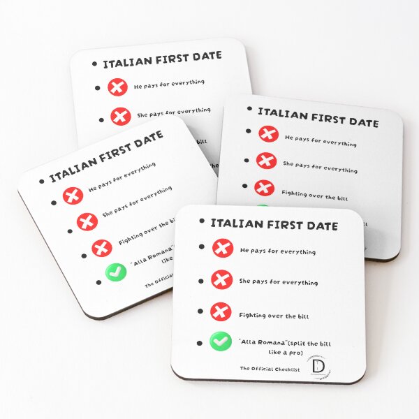 Item preview, Italian First Date Checklist - Alla Romana (Split The Bill) Funny designed and sold by TheItaliandilemma.