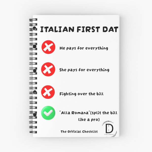 Item preview, Italian First Date Checklist - Alla Romana (Split The Bill) Funny designed and sold by TheItaliandilemma.