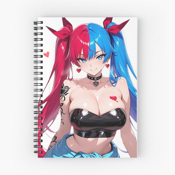 Item preview, Lewd Rainbow Pigtails Busty Black Top NSFW designed and sold by Prime Anime Zone ★.