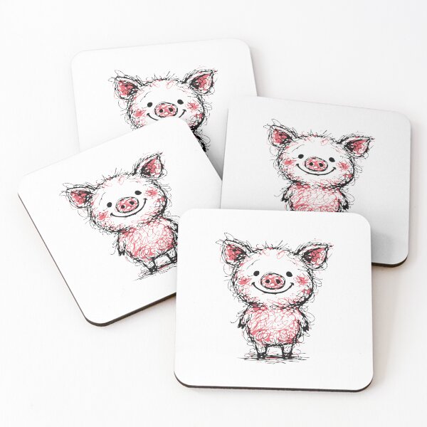 Item preview, Minimalist Pig Line Art Abstract Scribble Animal Design designed and sold by kiralynstration.