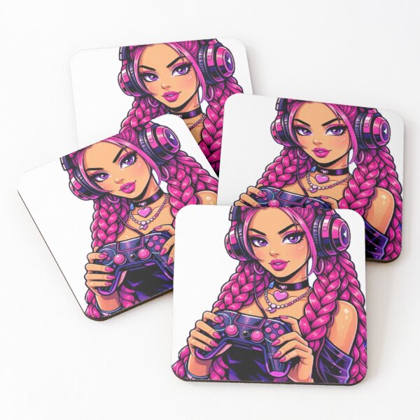 Item preview, Gamer Girl Queen – Neon Pink Aesthetic & Cat Headphones designed and sold by Boryana12.