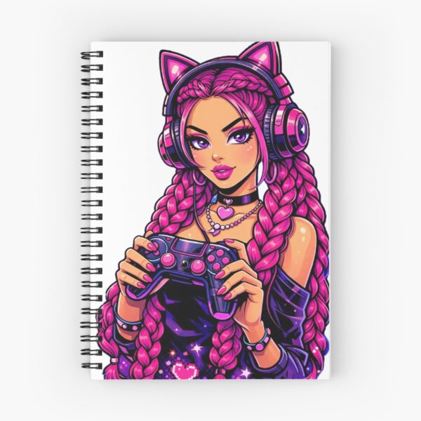 Item preview, Gamer Girl Queen – Neon Pink Aesthetic & Cat Headphones designed and sold by Boryana12.