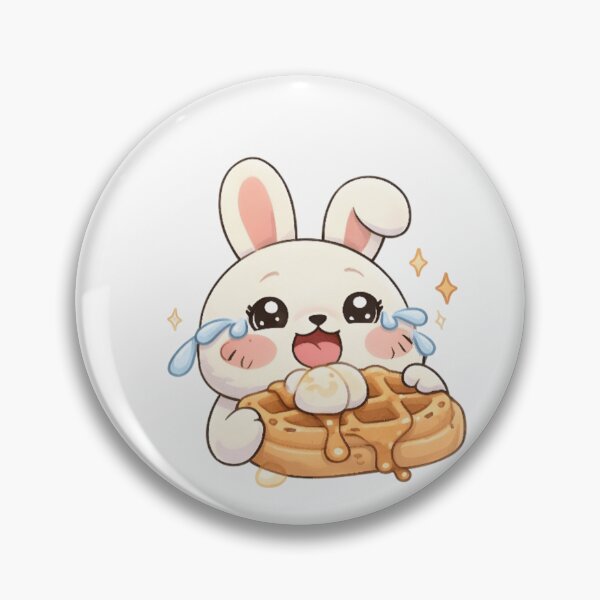 Item preview, Happy Crying Kawaii Bunny Eating Honey Waffle designed and sold by Trendora90.