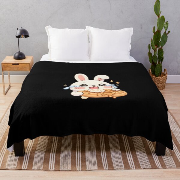 Item preview, Happy Crying Kawaii Bunny Eating Honey Waffle designed and sold by Trendora90.