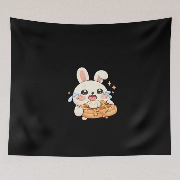 Item preview, Happy Crying Kawaii Bunny Eating Honey Waffle designed and sold by Trendora90.