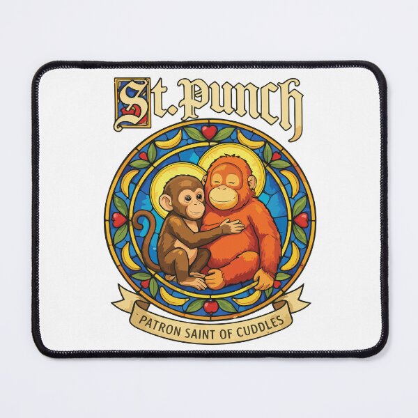 Item preview, St Punch Patron Saint of Cuddles Funny Monkey Meme Humor designed and sold by kiralynstration.