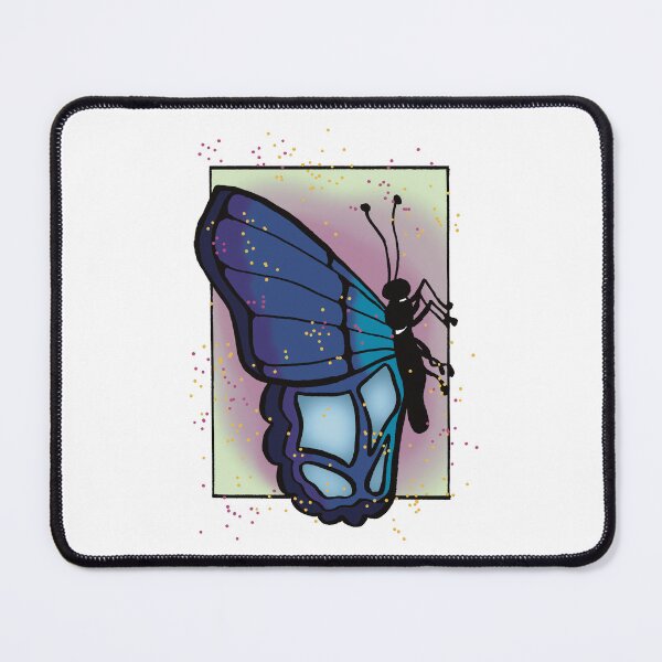 Item preview, Windswept Comic Art - Blue Butterfly with Pink and Yellow Background designed and sold by Jeanna’s Designs.
