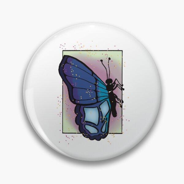 Item preview, Windswept Comic Art - Blue Butterfly with Pink and Yellow Background designed and sold by Jeanna’s Designs.