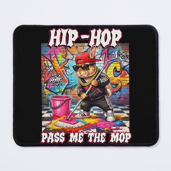 Item preview, Hip Hop Pass Me The Mop Funny Bunny Cleaning Meme designed and sold by schoolofbullies.