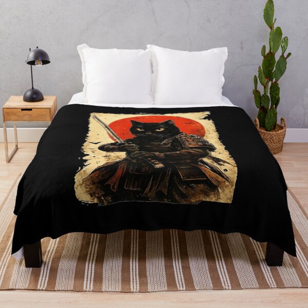 Item preview, Black Cat Samurai Vintage Japanese Warrior Illustration designed and sold by titanlevi.