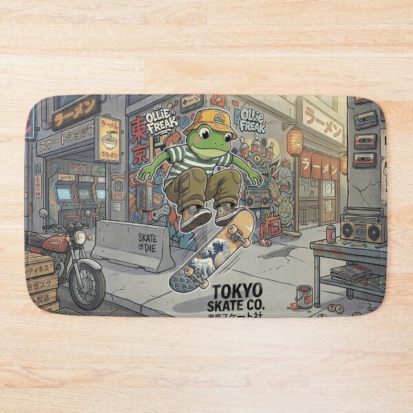 Item preview, Tokyo Skate Co. Frog - Retro Streetwear Mascot & Skater Art designed and sold by The Chill Pond.