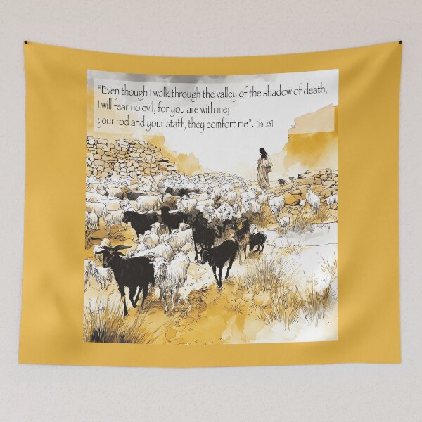 Item preview, Psalm 23:4 I Will Fear No Evil - Valley of Shadow Biblical Art Print designed and sold by Banal25.