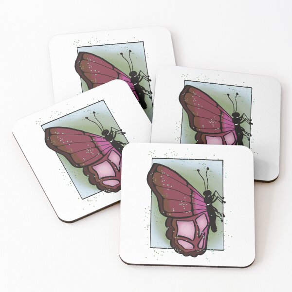 Item preview, Windswept Comic Art - Pink Butterfly with Green Background designed and sold by Jeanna’s Designs.