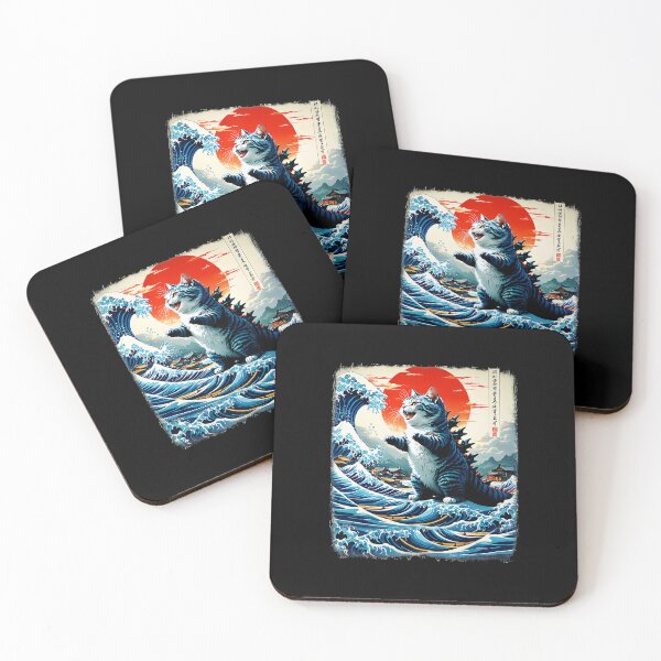 Item preview, Catzilla Great Wave Japanese Style Cat Illustration designed and sold by titanlevi.