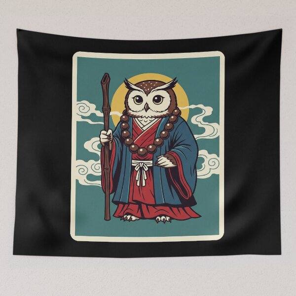 Item preview, Zen Owl Monk Japanese Style Illustration designed and sold by JordynLadukeg65.